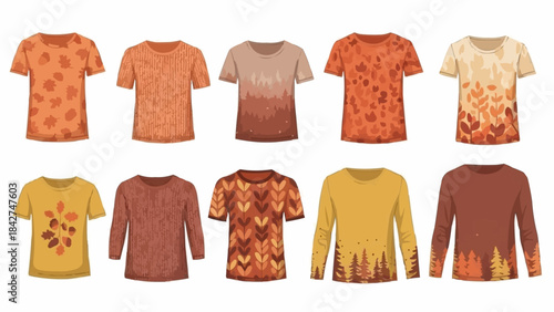 Collection of Autumn Themed T Shirts and Long Sleeve Tops.