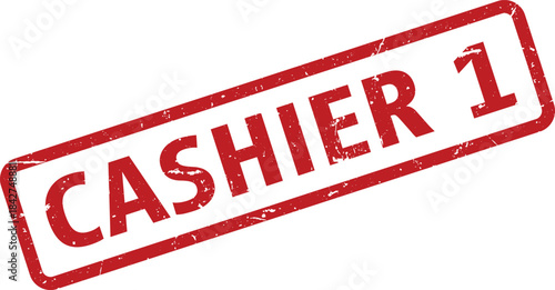 Red Cashier 1 Rubber Stamp on White Background Business, Finance, Retail Concept