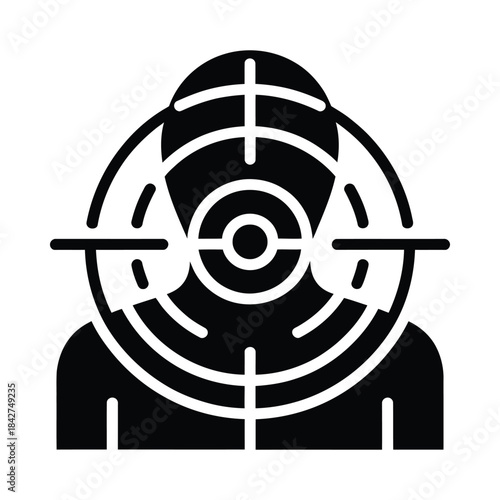 Target on a person's head, symbolizing threat or danger