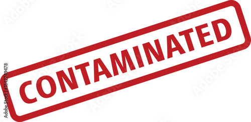 Contaminated Text Stamp with Red Border on White Background, Safety and Health Warning Sign