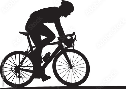 Silhouette of a man cycling vector illustration