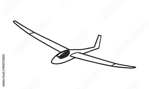 Sailplane Glider Aircraft Outline Icon Flying Airsport Black Vector