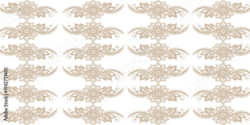 Delicate Henna Style Floral Decoration for Wedding Invitations. vector illustration