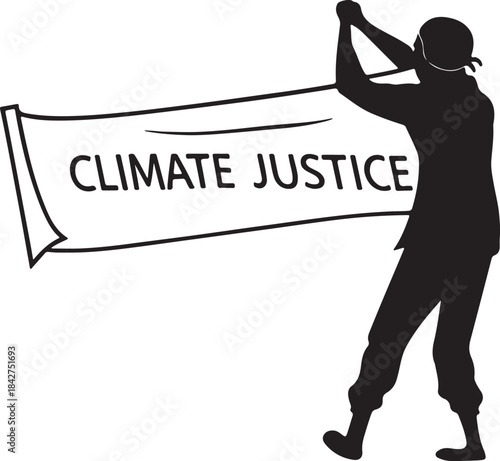 Protester holding a banner for climate justice