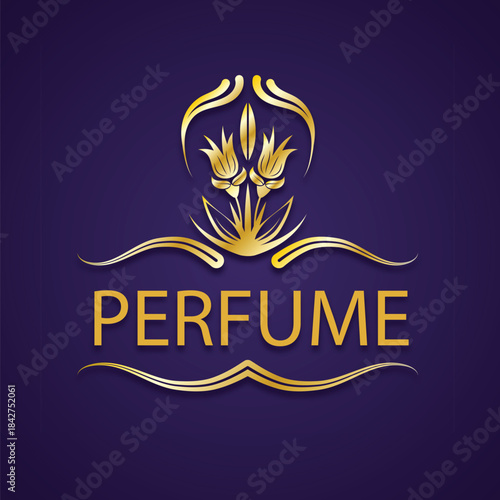 Elegant floral perfume bottle logo design
