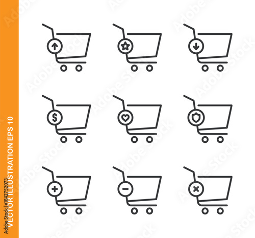 Shopping Cart line icons- Mini collection and editable stroke series icon