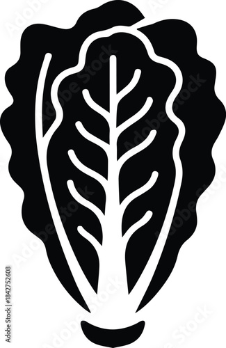 Minimalist black romaine lettuce vegetable silhouette vector icon