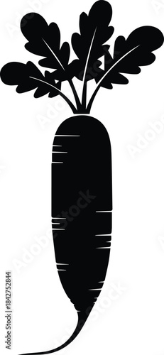 Minimalist black daikon radish vegetable silhouette vector icon