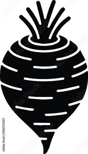 Minimalist black taro root vegetable tuber silhouette vector icon