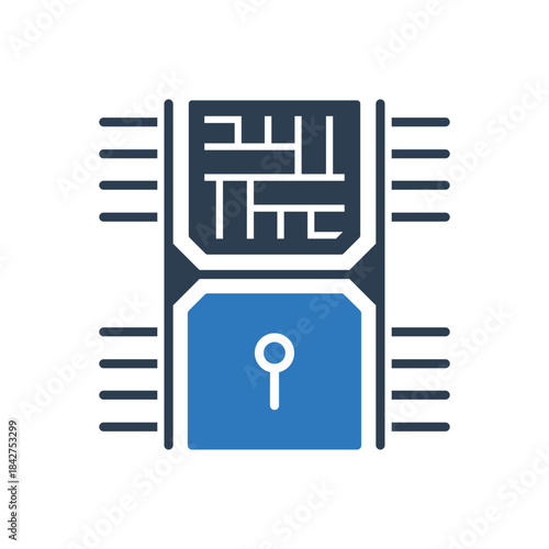Smart Lock Chip Icon - Data security Processor Icon