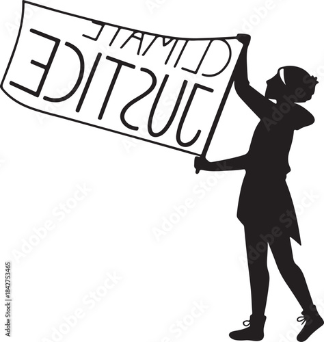 Protester holding a banner for climate justice