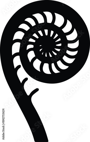 Minimalist black fiddlehead fern vegetable silhouette vector icon