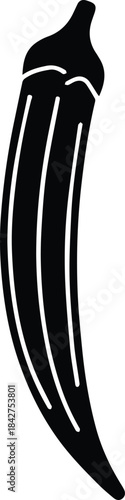 Minimalist black okra ladys finger vegetable pod silhouette vector icon