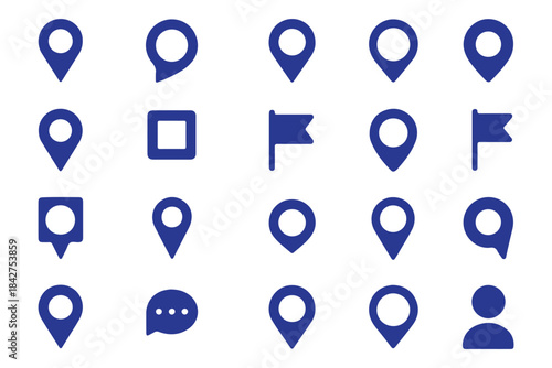 Location pin icon set map pointer gps navigation marker distance route business address destination indicator pinpoint button vector icons collection black white silhouette design