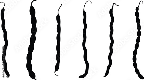 Set of Minimalist black yardlong pole bean vegetable silhouette vector icon