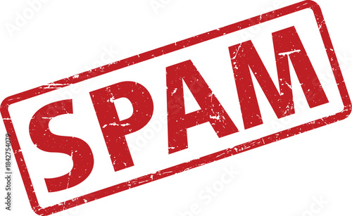 Red SPAM Grunge Stamp Isolated on White Background, Internet Security and Email Concept