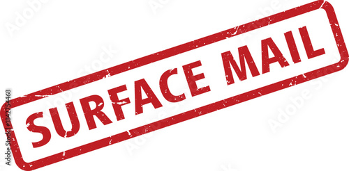 Red Surface Mail Rubber Stamp Impression on a White Background, Distressed Look Illustration