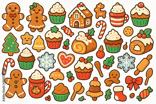Festive gingerbread and holiday treats collection featuring whimsical cookies and sweet delights