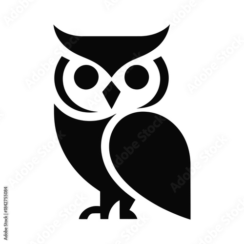 Simple black owl icon on white background