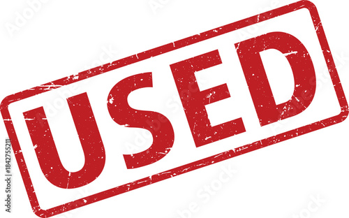 Red Distressed Stamp with USED Text and Border on White Background Illustrating Secondhand Condition