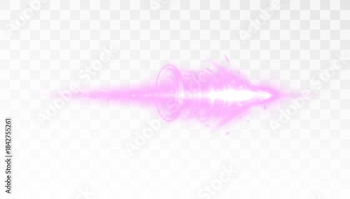 A glowing pink horizontal beam of light with flare, soft glow, and blurred plasma edges. A lighting effect for game visuals, motion graphics, and overlays in design and illustrations.