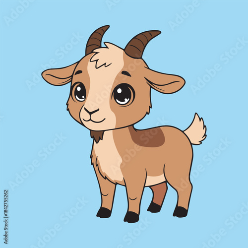 Cute baby goat cartoon illustration