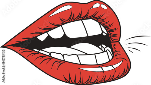 Vector illustration a closeup illustration of smiling lips and teeth on a