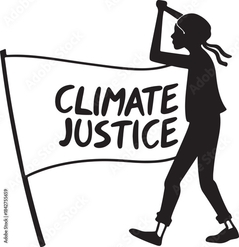 Protester holding a banner for climate justice