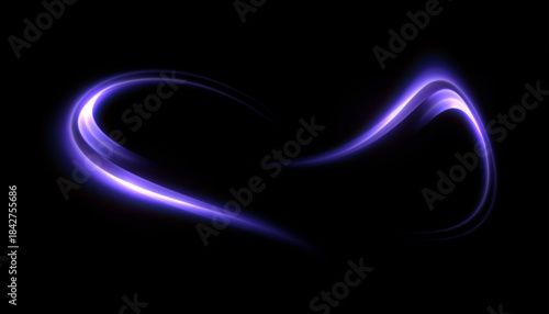 A glowing purple light strip with smooth arcs and dynamic energy trails against a dark background. A sci-fi glow effect for UI accents, game VFX, motion graphics, and American overlays.