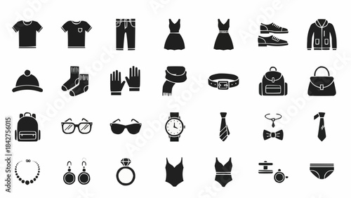 Collection of Clothing and Accessories Icons for Fashion and Style.