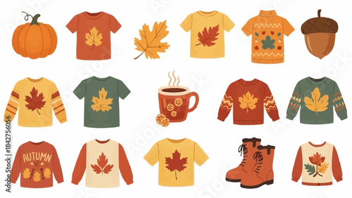 Autumn Clothing and Decorations Collection.