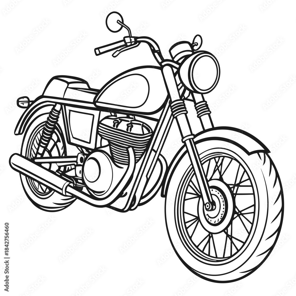 Fototapeta premium Vector illustration black and white illustration of a classic motorcycle