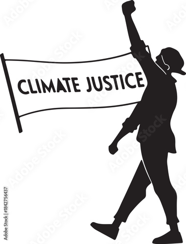 Protester holding a banner for climate justice