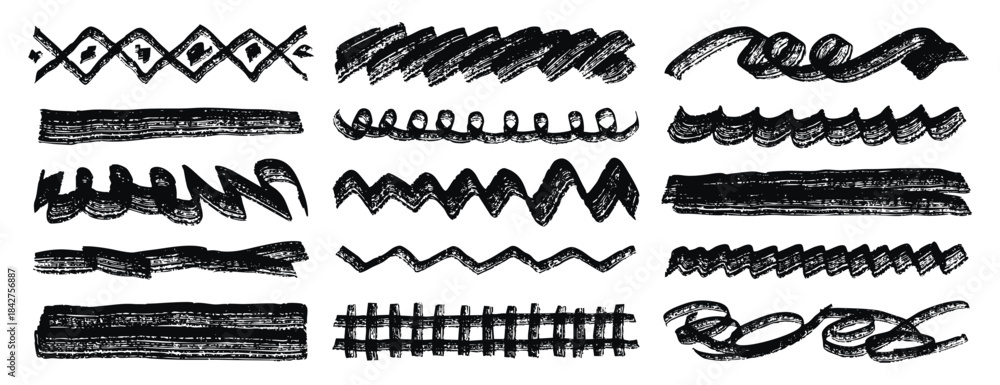 custom made wallpaper toronto digitalTextured horizontal lines, fragments of ornament underlines, textured grunge set, wavy and zigzag and straight accents.