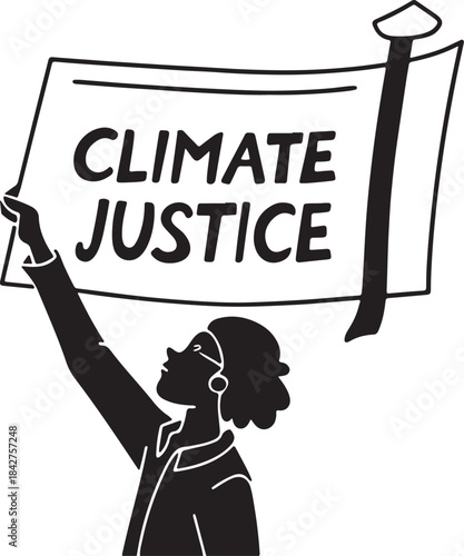 Protester holding a banner for climate justice