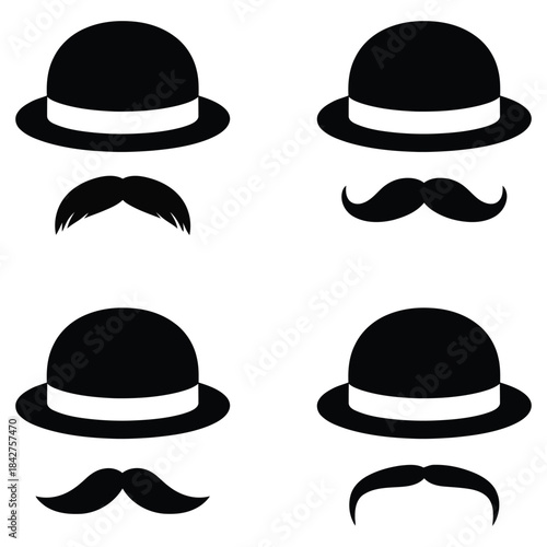 Hats and mustaches collection for playful designs