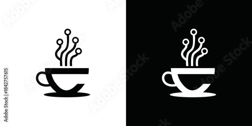 simple technology coffee cup logo vector