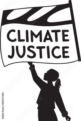 Protester holding a banner for climate justice