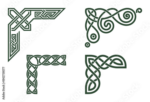 Four decorative celtic knot corners
