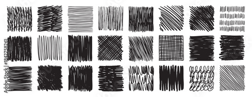 Scribble doodle collection Ink sketch Hand drawn set. Scrawl elements. abstract drawing texture square