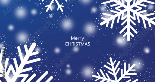 Festive background with falling white snowflakes and "Merry Christmas" text on a blue or red gradient. Ideal for winter holidays, greeting cards, seasonal banners, backdrops, and promotional designs.