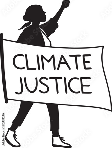Protester holding a banner for climate justice