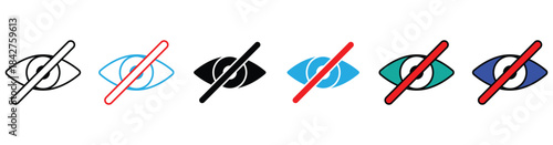 Visible and Invisible Eye Icons Set. Show and Hide Vision Symbols in Multiple Colours