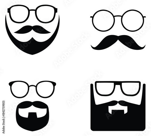 Sunglasses and mustaches graphic elements for design