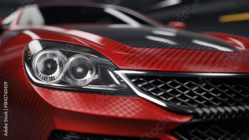 Modern sports car headlight design featuring a shiny chrome bumper and new silver light for luxury transportation