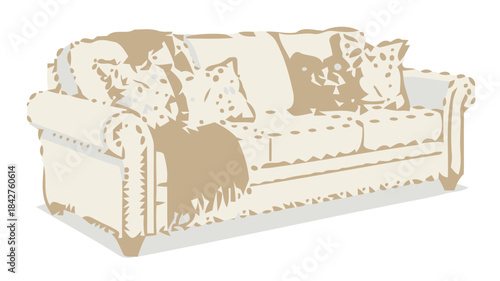 Living Room Sofa Bundle Silhouette Set: Modern and Classic Couches with Pillows for Comfortable Home Seating and Interior Design Furniture Icons