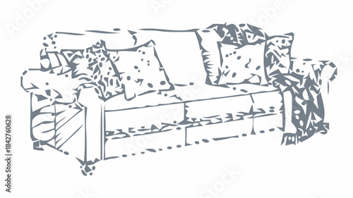 Living Room Sofa Bundle Silhouette Set: Modern and Classic Couches with Pillows for Comfortable Home Seating and Interior Design Furniture Icons