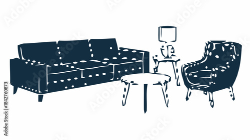 Modern Living Room Furniture Silhouette Set: Diverse Collection of Contemporary Sofas, Tables, and Seating for Stylish Home Interior Design Icons