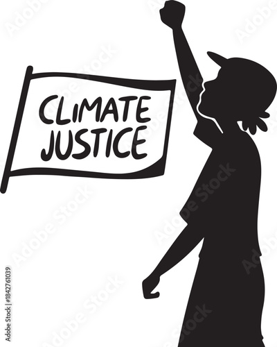 Protester holding a banner for climate justice