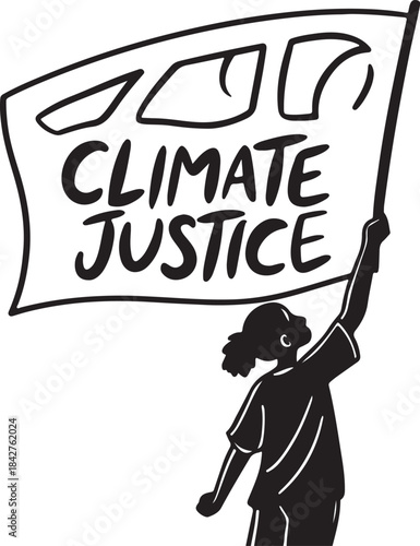 Protester holding a banner for climate justice